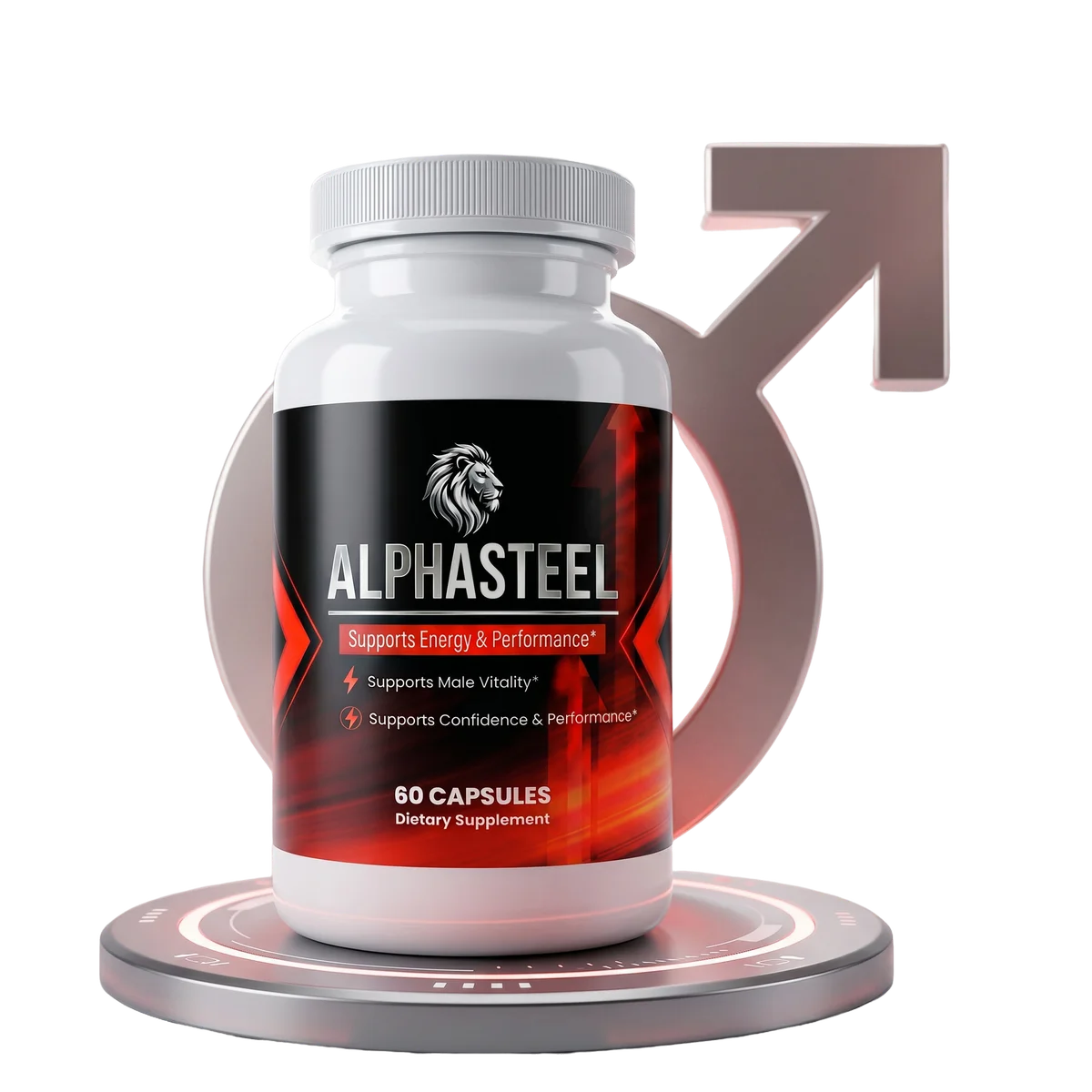 AlphaSteel Natural Men's Wellness Formula — Front Label